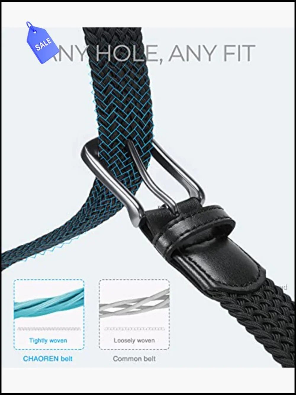 Braided Stretch Golf Belt for Men - 1 3/8